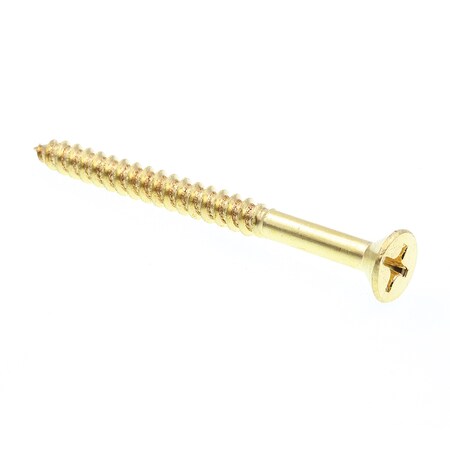 Prime-Line Wood Screw, Flat Head, Phillips Drive #14 X 3in Solid Brass 25PK 9036669